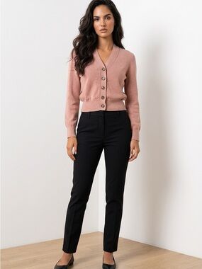 Who What Wear Rose Pink Button-Front V-Neck Cardigan